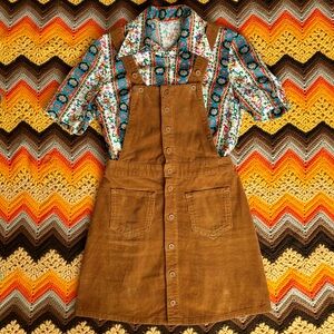 Brown corduroy overall skirt